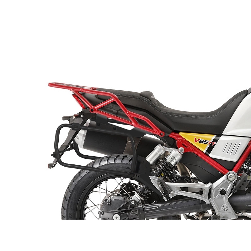 Complete set of black side aluminum cases 36L / 47L SHAD TERRA BLACK including mounting kit SHAD MOTO GUZZI V 85 TT