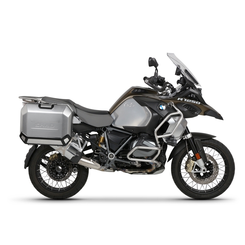 Complete set of black side aluminum cases 36L / 47L SHAD TERRA BLACK including mounting kit SHAD BMW R 1200 GS/ R 1200 GS Adventure/ R 1250 GS/ R 1250 GS Adventure