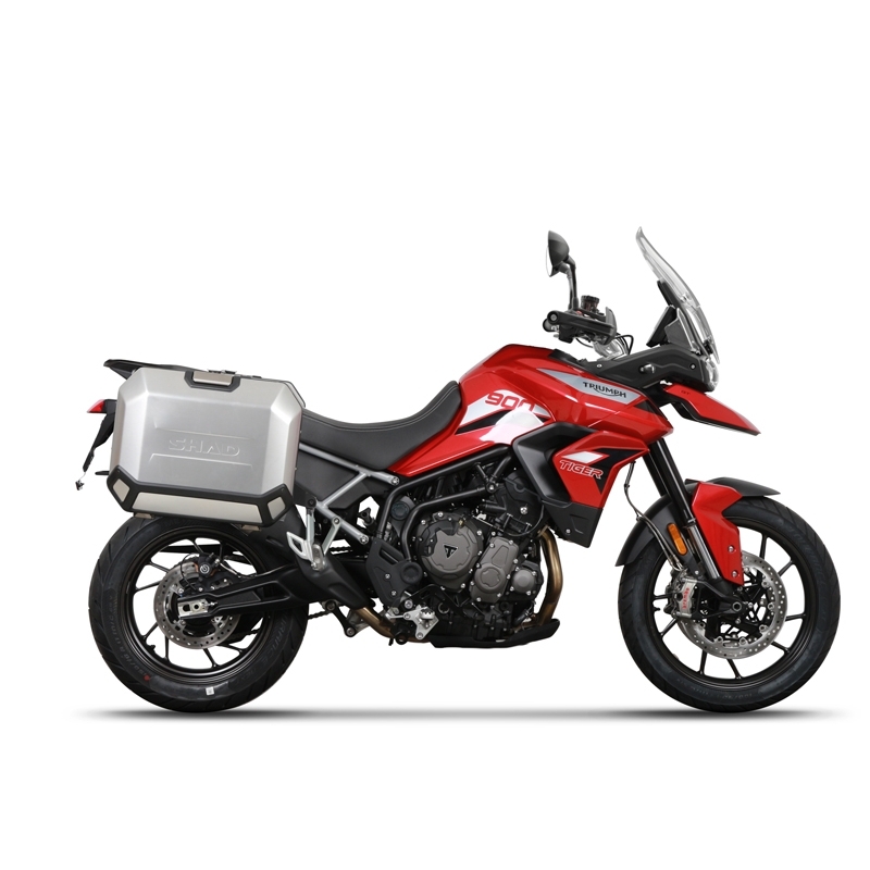 Complete set of black side aluminum cases 36L / 47L SHAD TERRA BLACK including mounting kit SHAD TRIUMPH Tiger 900