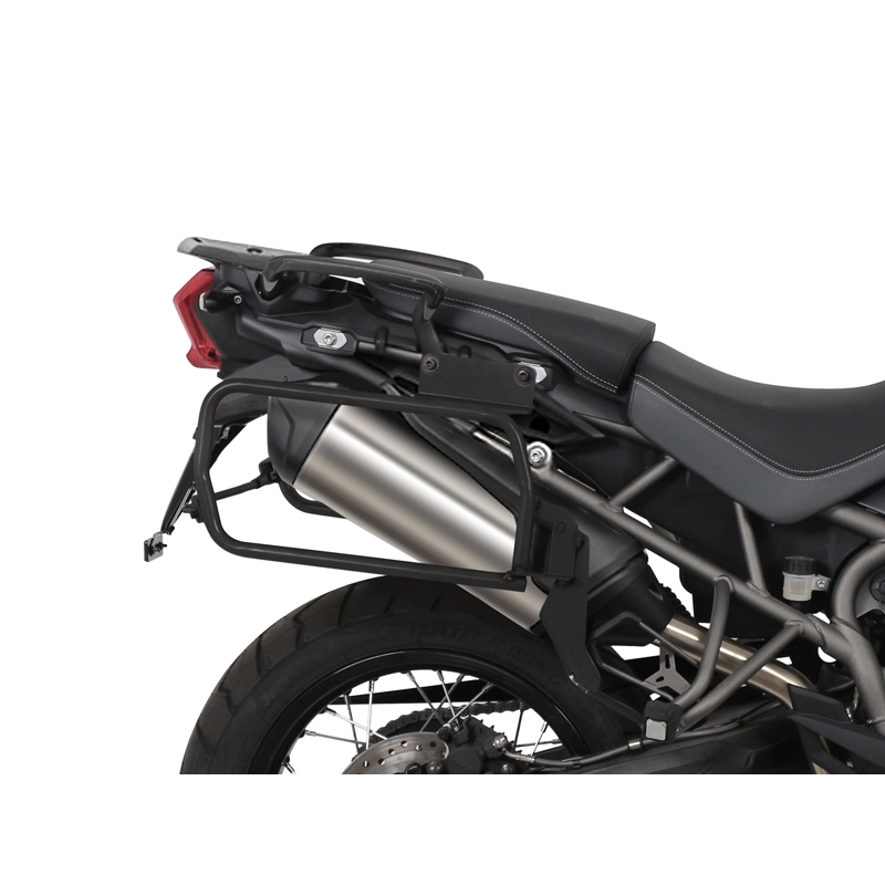 Complete set of black aluminum cases SHAD TERRA, 37L topcase + 36L / 47L side cases, including mounting kit and plate SHAD TRIUMPH Tiger 800