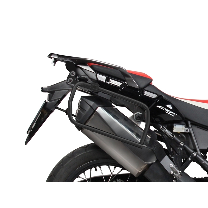 Complete set of black aluminum cases SHAD TERRA, 48L topcase + 36L / 47L side cases, including mounting kit and plate SHAD HONDA CRF 1000  Africa Twin