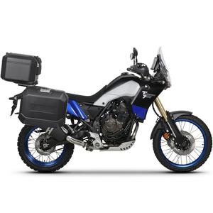 Complete set of black aluminum cases SHAD TERRA, 48L topcase + 36L / 47L side cases, including mounting kit and plate SHAD YAMAHA Tenere 700 XTZ690