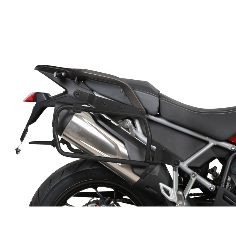 Complete set of black aluminum cases SHAD TERRA, 48L topcase + 36L / 47L side cases, including mounting kit and plate SHAD TRIUMPH Tiger 900