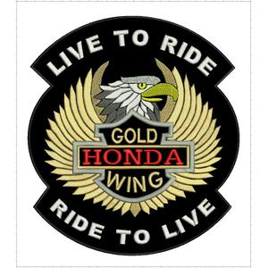 Aufnäher Live to Ride Gold Wing - groß