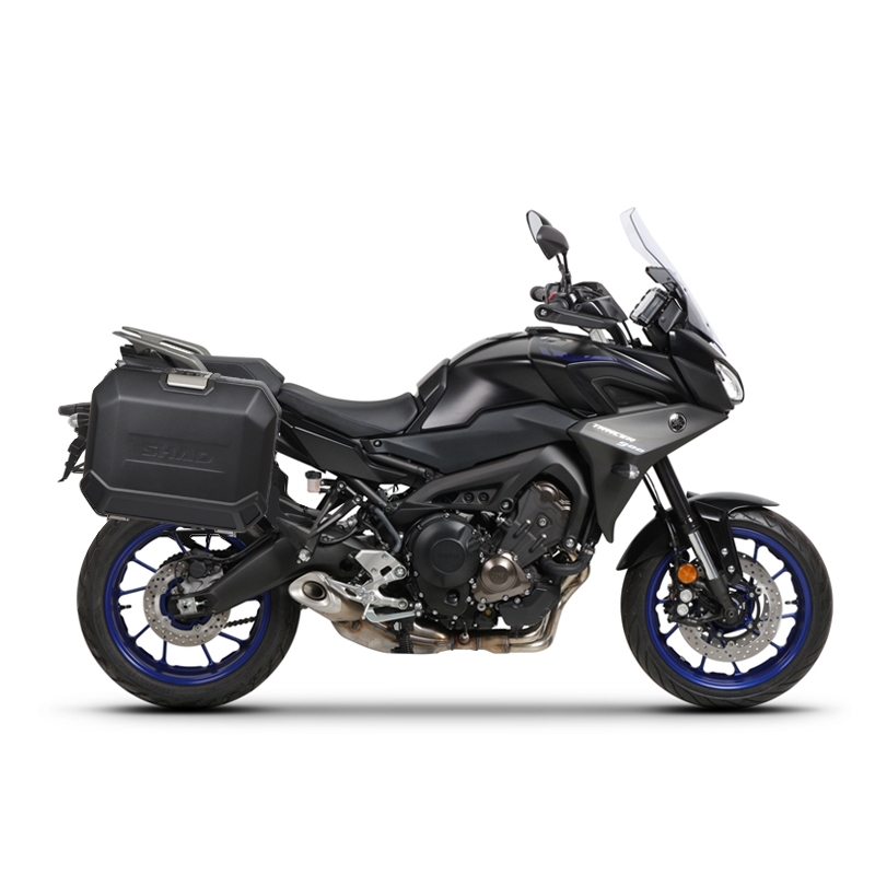 Complete set of 47L / 47L SHAD TERRA BLACK aluminum side cases, including mounting kit SHAD YAMAHA MT-09 Tracer / Tracer 900