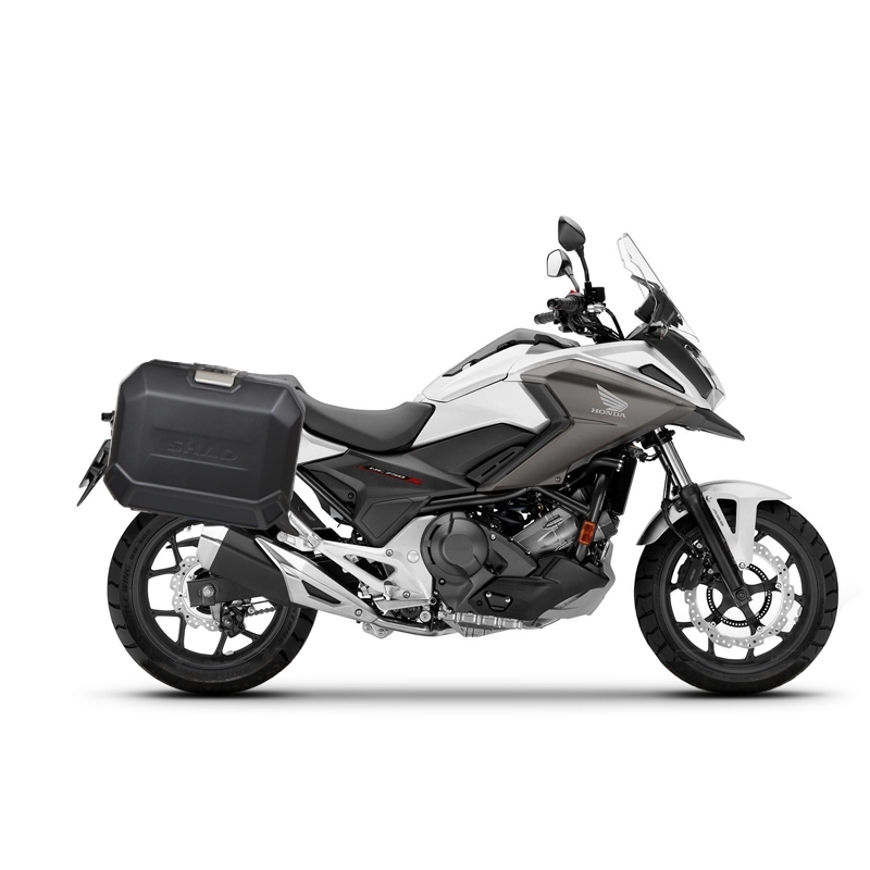 Complete set of 36L / 36L SHAD TERRA BLACK aluminum side cases, including mounting kit SHAD HONDA NC 750 X