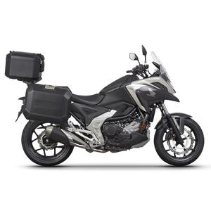 Complete set of aluminum cases SHAD TERRA BLACK, 48L topcase + 36L / 36L side cases, including mounting kit and plate SHAD HONDA NC 750 X 2021-