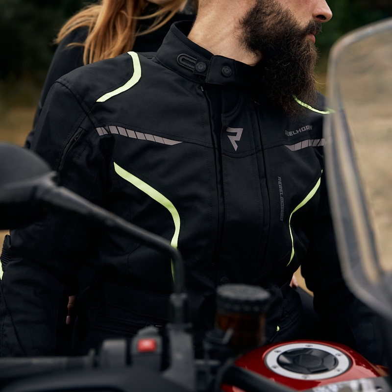 Motorradjacke Rebelhorn Hiker III schwarz-fluo gelb