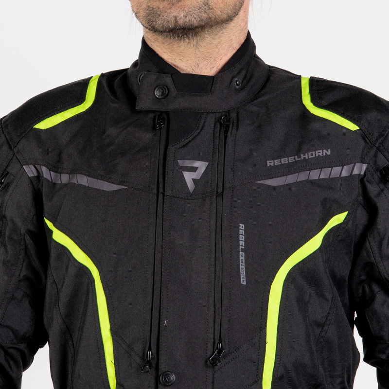Motorradjacke Rebelhorn Hiker III schwarz-fluo gelb