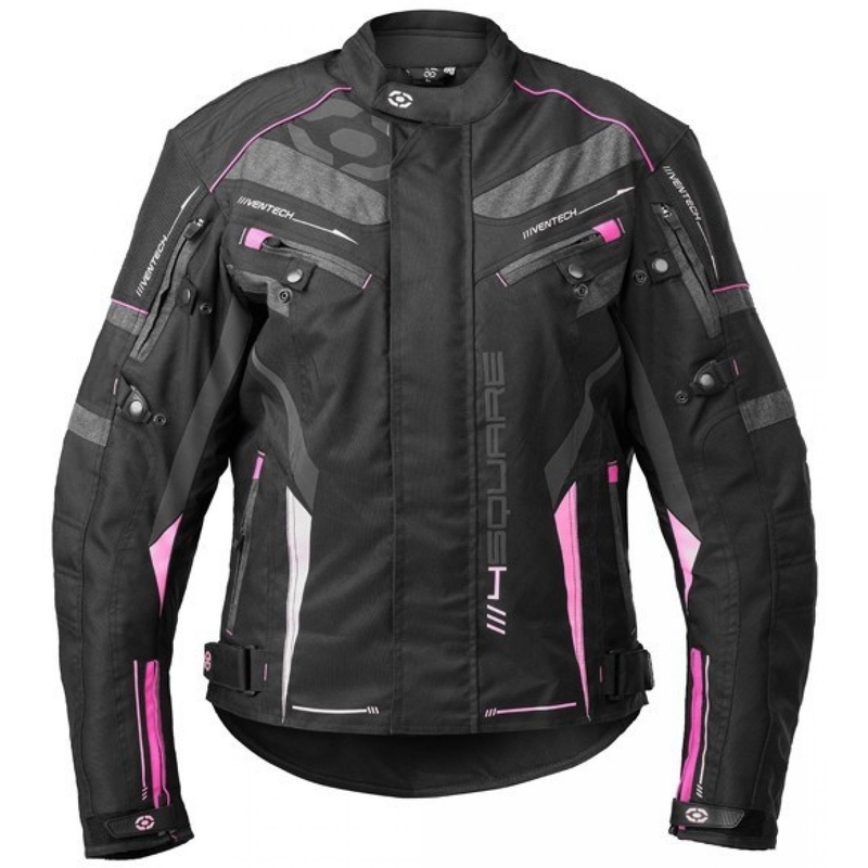 Damen 4SQUARE Roadster Dual Schwarz und Rosa Motorradjacke Ausverkauf