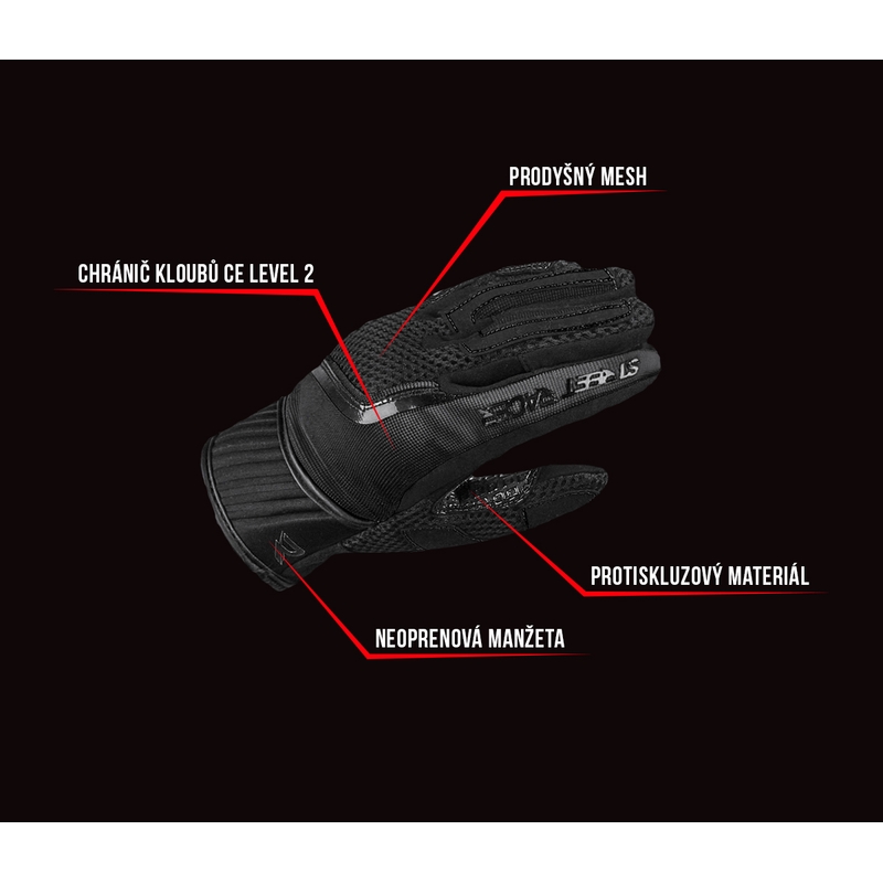 Damen Motorradhandschuhe Street Racer Stunt schwarz