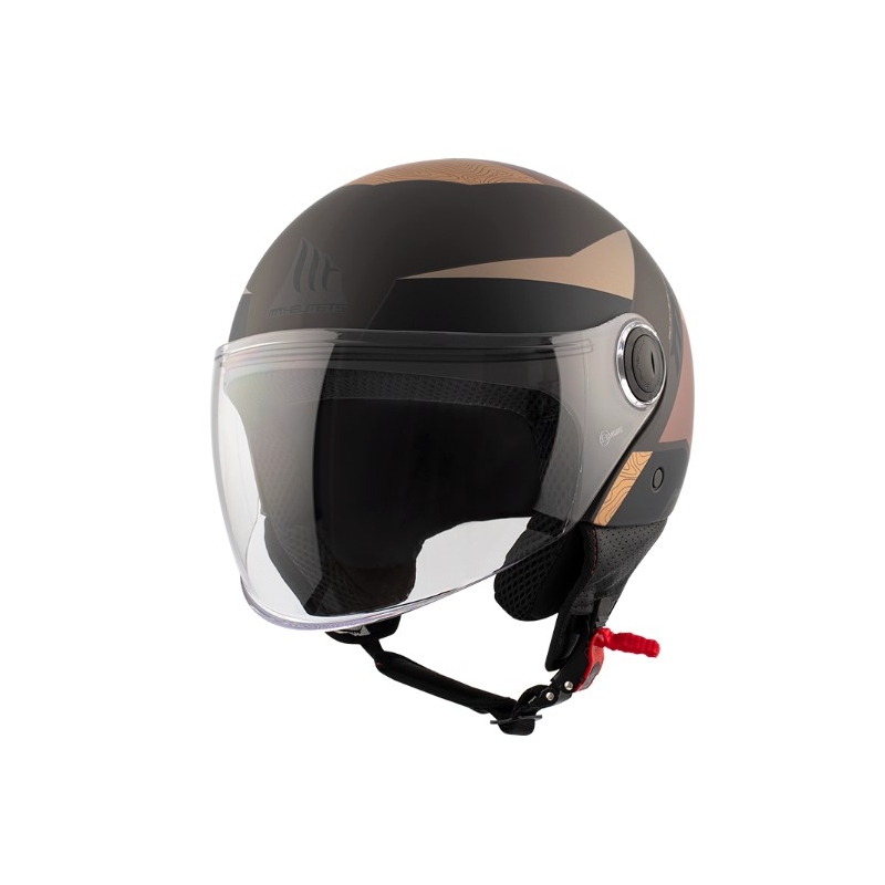 Offener Motorradhelm MT 0F501 Street Poke C9 Marron braun-beige