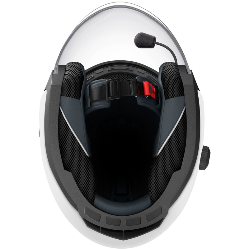 Offener Motorradhelm mit Headset SENA Outstar weiß glänzend