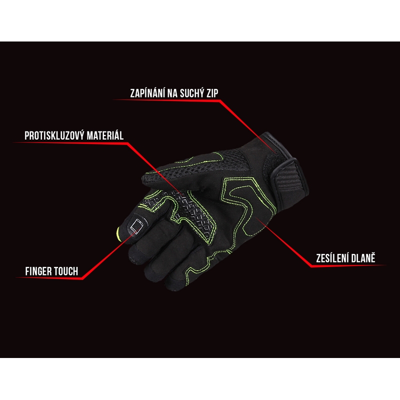 Damen Motorradhandschuhe Street Racer Stunt schwarz-fluo gelb