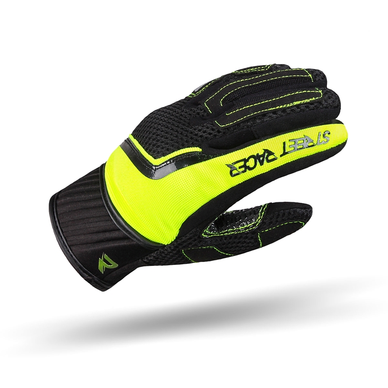 Damen Motorradhandschuhe Street Racer Stunt schwarz-fluo gelb
