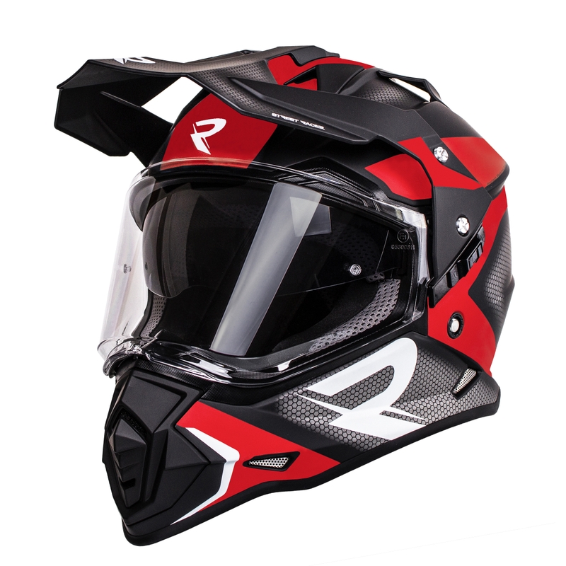 Endurohelm Street Racer Tracker schwarz-weiß-rot Ausverkauf