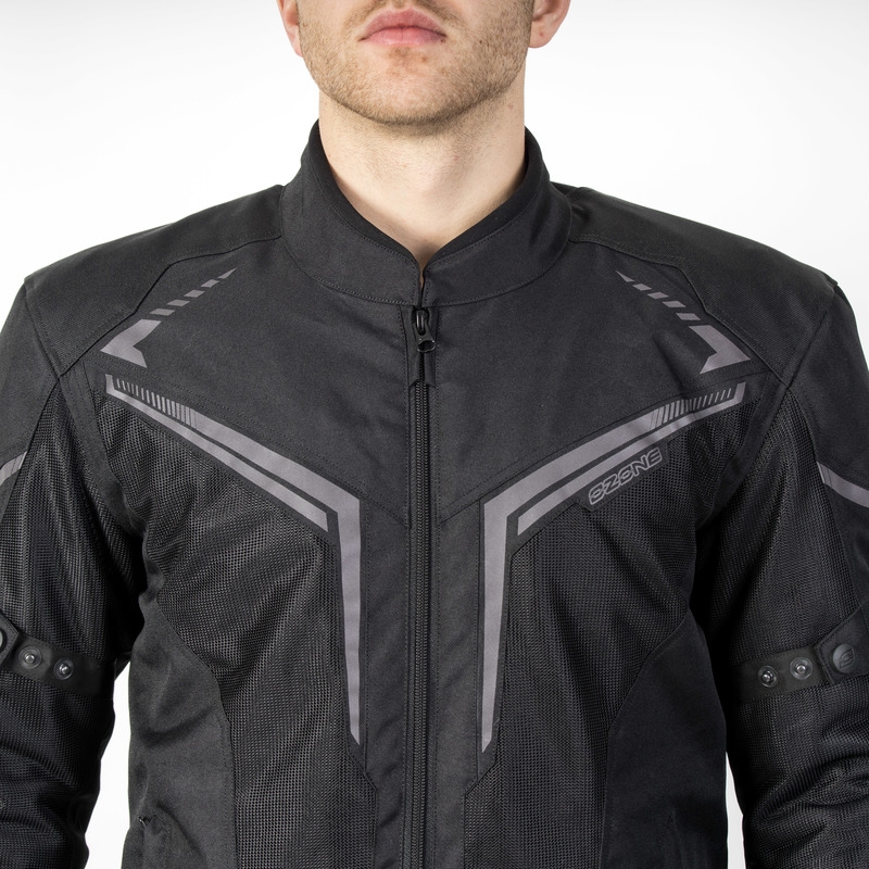 Ozone Flow Schwarze Motorradjacke Ausverkauf