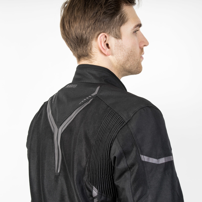 Ozone Flow Schwarze Motorradjacke Ausverkauf