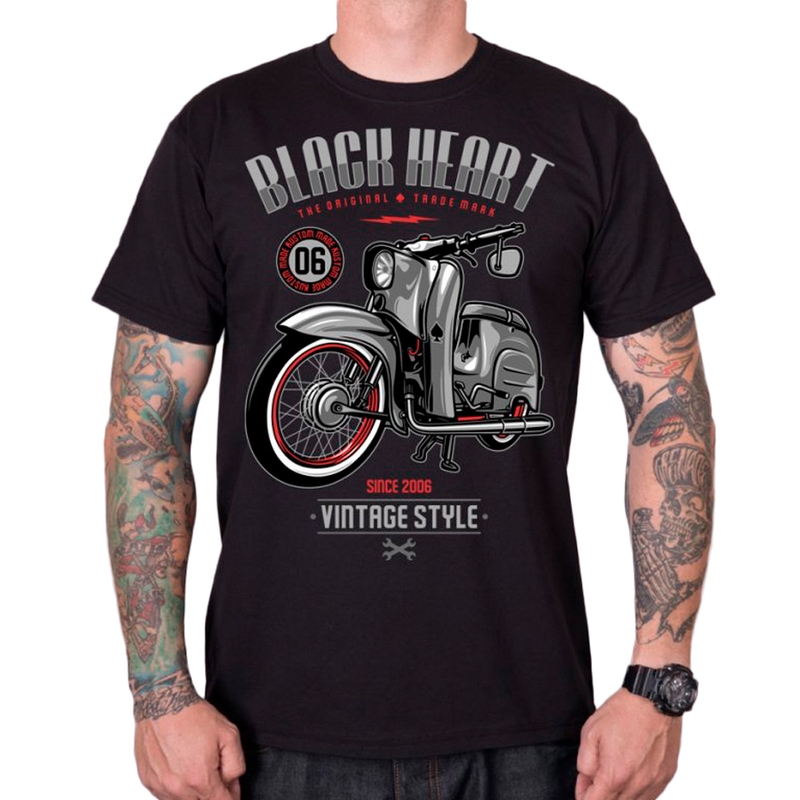 Herren-T-Shirt Schwarzes Herz Vintage-Stil