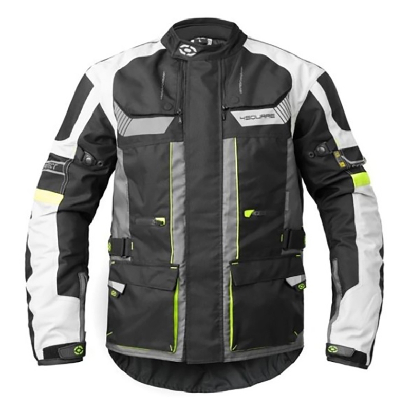 Motorradjacke 4SQUARE Shield schwarz-weiß-fluorgelb Ausverkauf