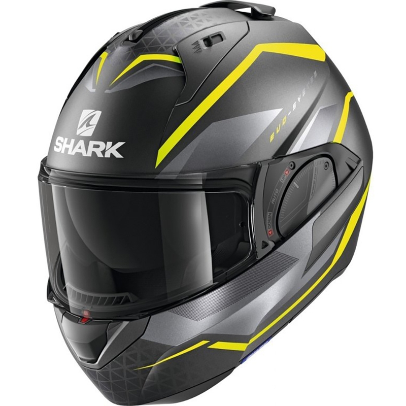 Klapphelm SHARK EVO-ES Yari grau-silber-fluo gelb