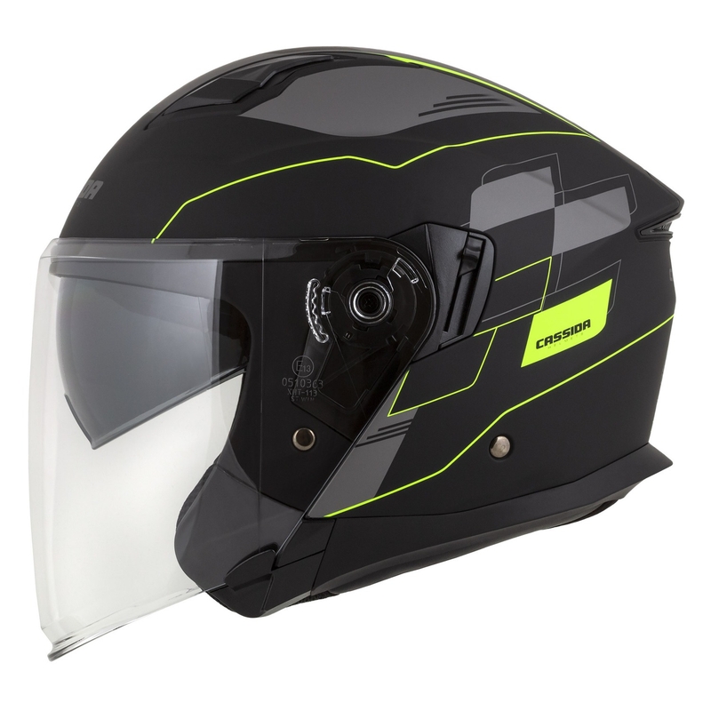 Cassida Jet Tech Roxor offener Motorradhelm schwarz-grau-fluo gelb matt Ausverkauf