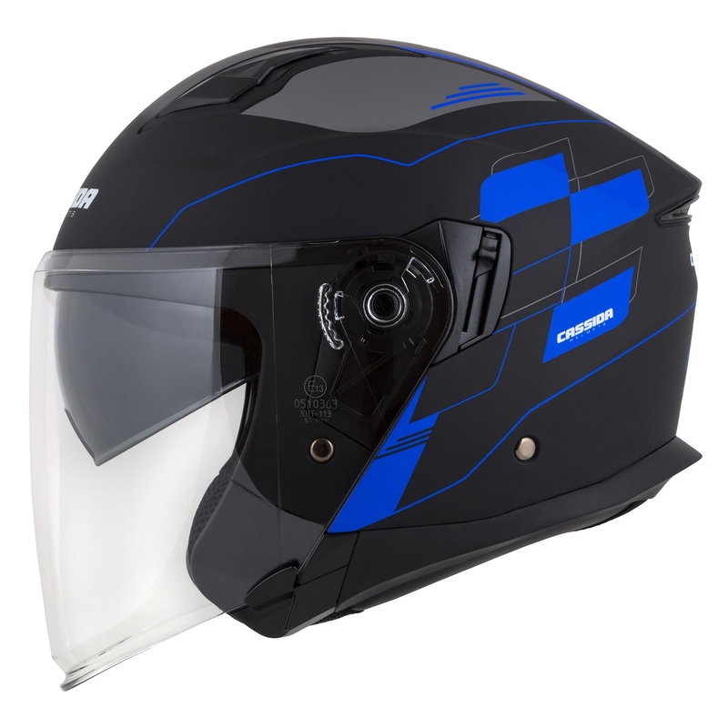 Cassida Jet Tech Roxor Schwarz-Grau-Blau Matte Open Motorradhelm