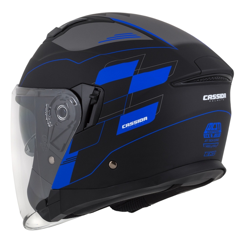 Cassida Jet Tech Roxor Schwarz-Grau-Blau Matte Open Motorradhelm