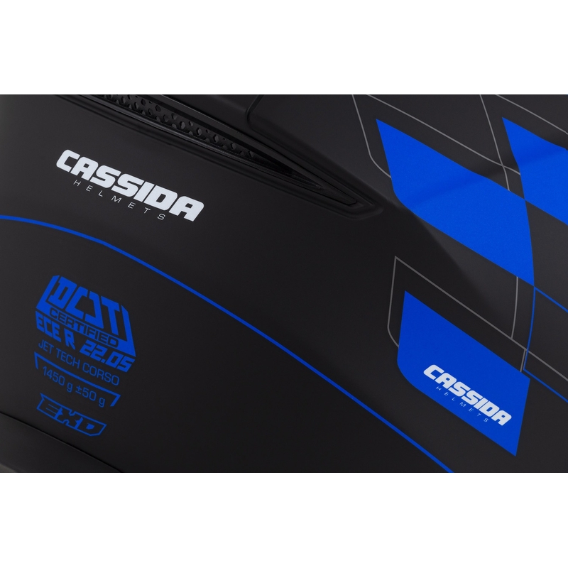 Cassida Jet Tech Roxor Schwarz-Grau-Blau Matte Open Motorradhelm
