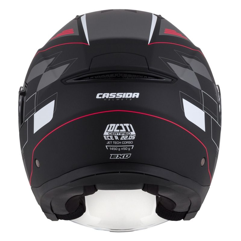 Cassida Jet Tech Roxor Schwarz-Rot-Grau Offener Motorradhelm