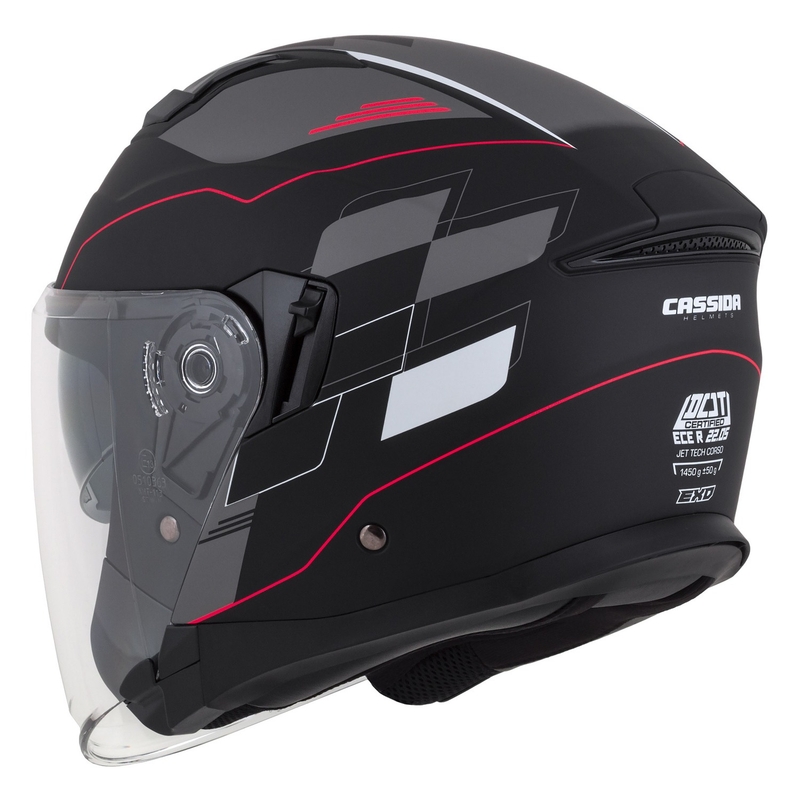 Cassida Jet Tech Roxor Schwarz-Rot-Grau Offener Motorradhelm