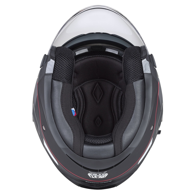 Cassida Jet Tech Roxor Schwarz-Rot-Grau Offener Motorradhelm
