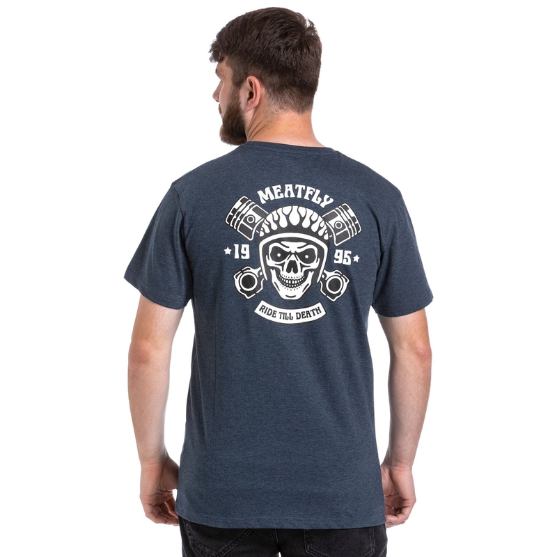T-shirt Meatfly Ride Till Death dunkelblau Ausverkauf
