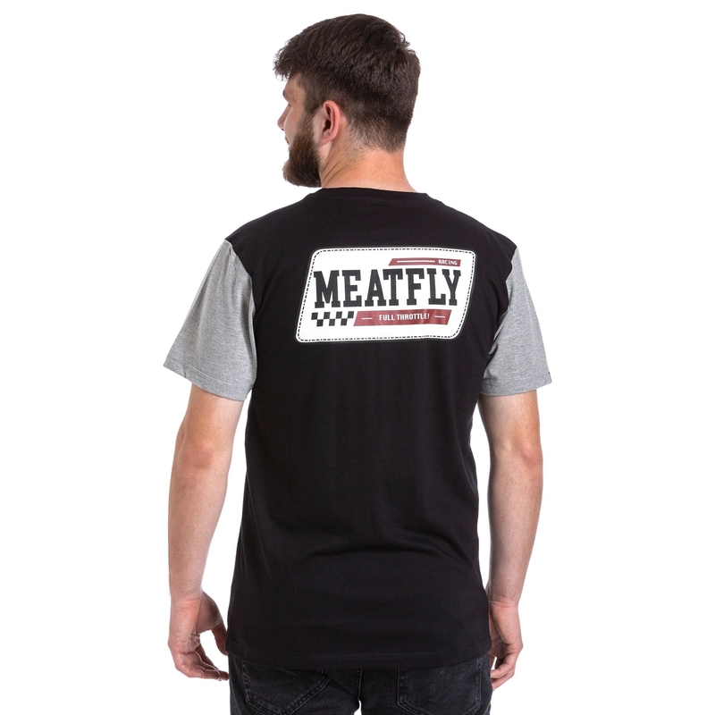 Meatfly Racing T-shirt schwarz und grau Ausverkauf
