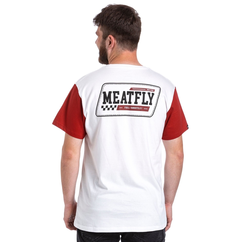 T-shirt Meatfly Racing weiß-rot Ausverkauf