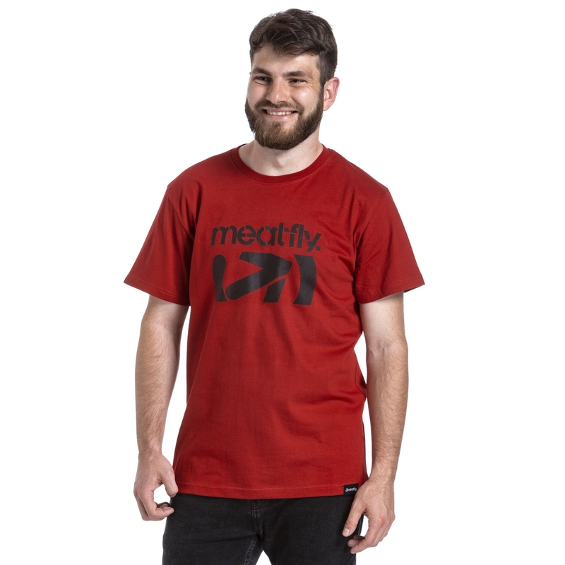 T-shirt Meatfly Podium dunkelrot Ausverkauf