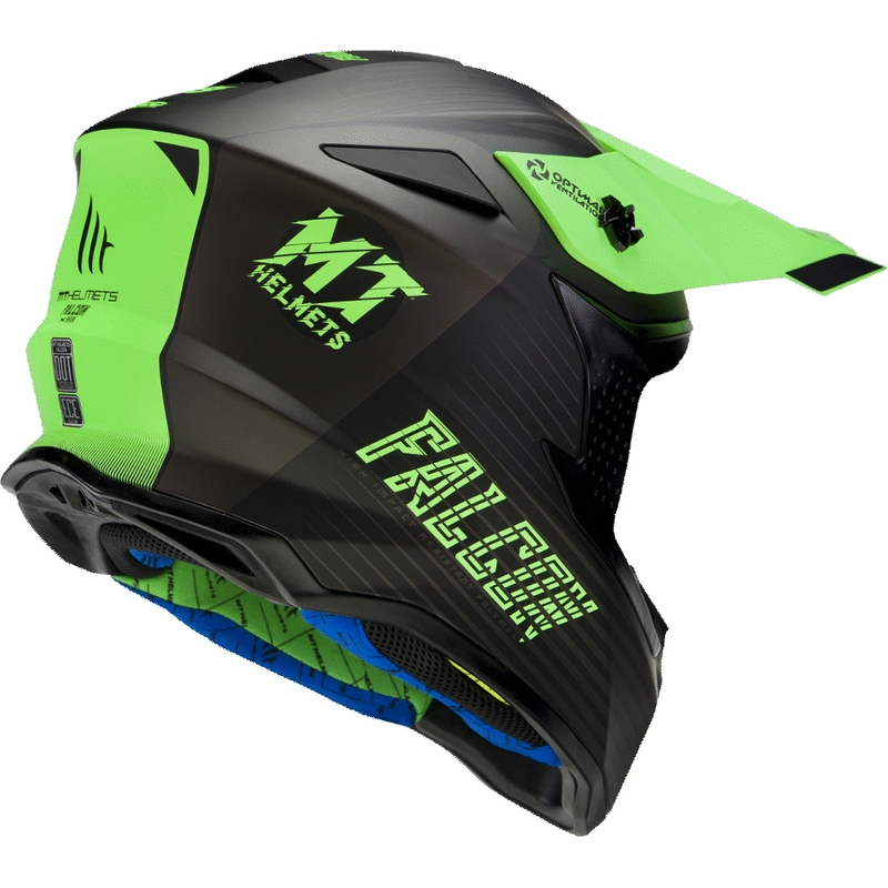 MT Falcon System Motocross Helm schwarz-fluo grün