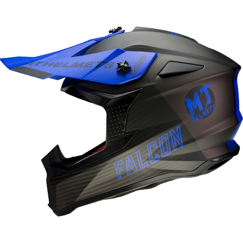 MT Falcon System Motocross Helm schwarz-blau
