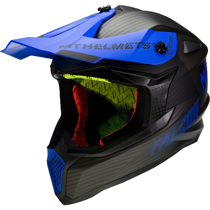 MT Falcon System Motocross Helm schwarz-blau