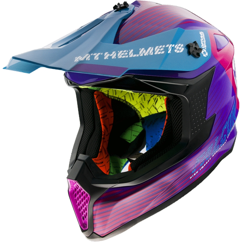 MT Falcon System Motocross-Helm rosa-blau-lila