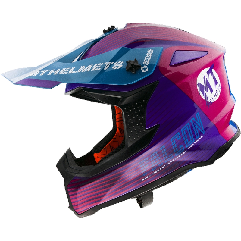 MT Falcon System Motocross-Helm rosa-blau-lila