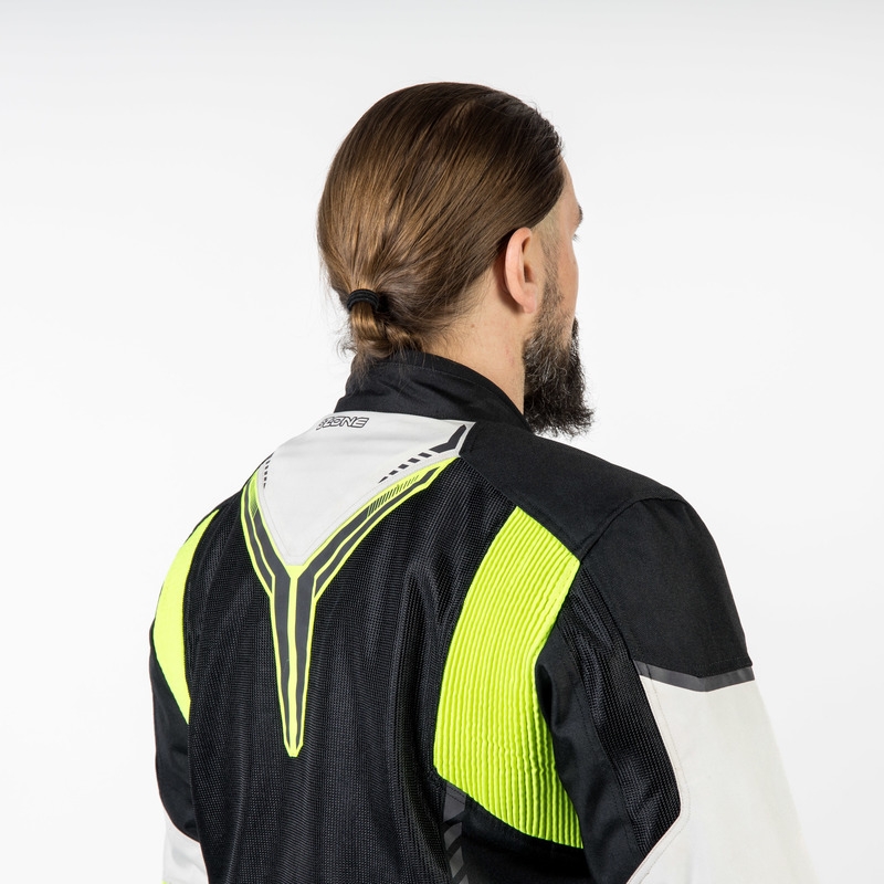 Ozone Flow schwarz-grau-fluorgelbe Motorradjacke Ausverkauf