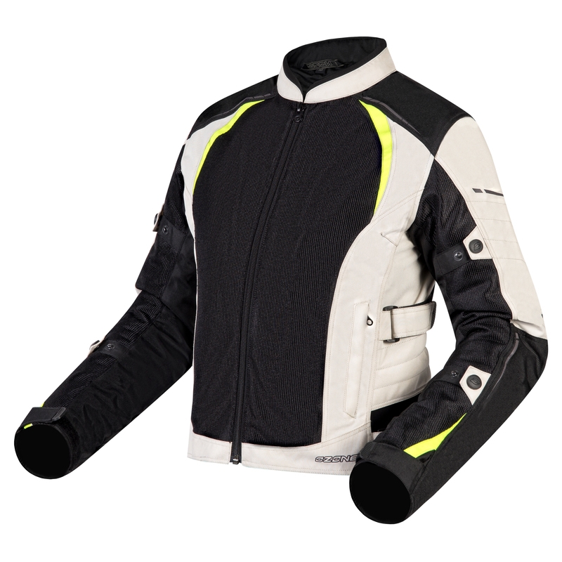 Women's Ozone Flow Schwarz-Grau-Fluo Gelb Motorradjacke Ausverkauf