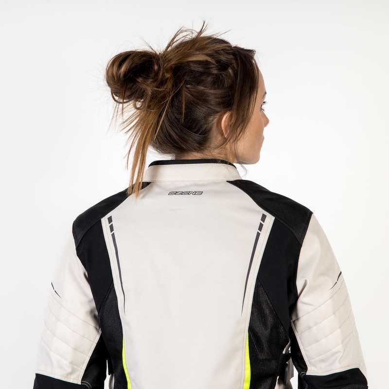 Women's Ozone Flow Schwarz-Grau-Fluo Gelb Motorradjacke Ausverkauf