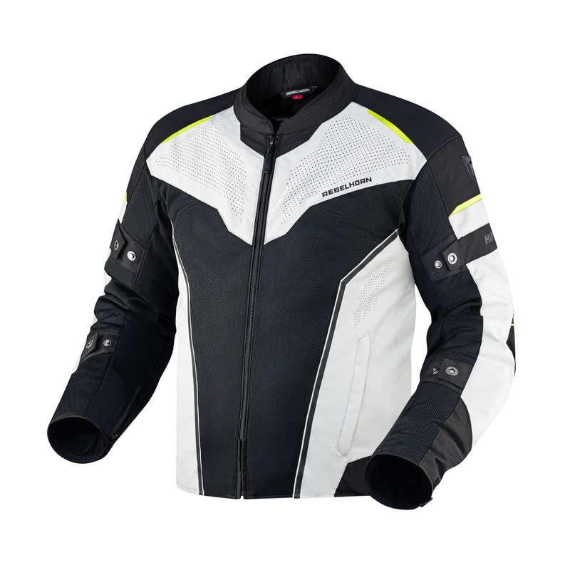 Rebelhorn Hiflow IV schwarz-silber-fluorgelbe Motorradjacke Ausverkauf
