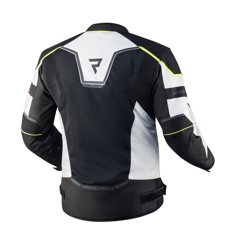 Rebelhorn Hiflow IV schwarz-silber-fluorgelbe Motorradjacke Ausverkauf
