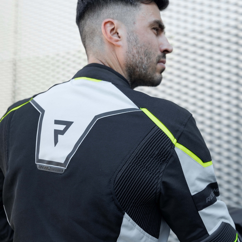 Rebelhorn Hiflow IV schwarz-silber-fluorgelbe Motorradjacke Ausverkauf