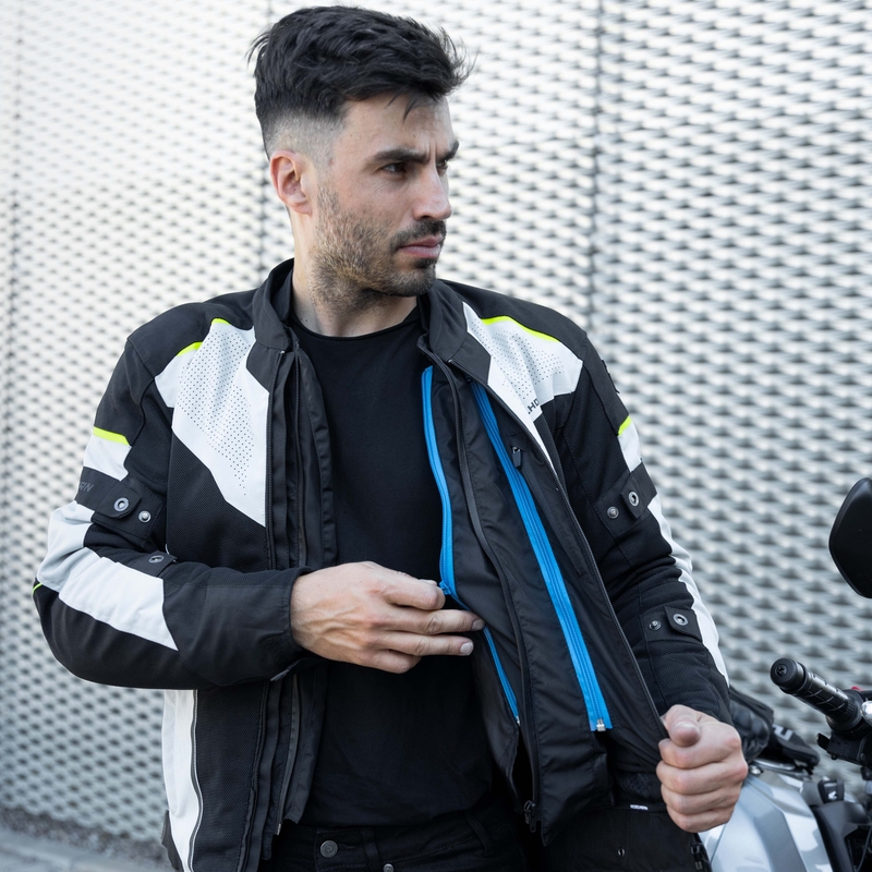 Rebelhorn Hiflow IV schwarz-silber-fluorgelbe Motorradjacke Ausverkauf