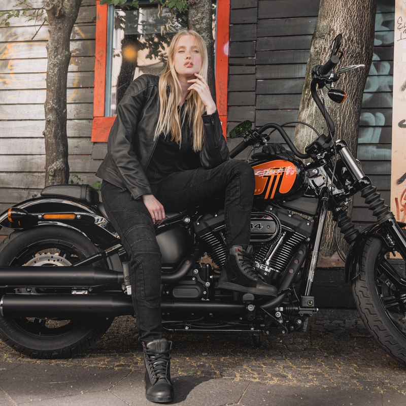Rebelhorn Vandal Schwarze Motorradjeans für Frauen Ausverkauf