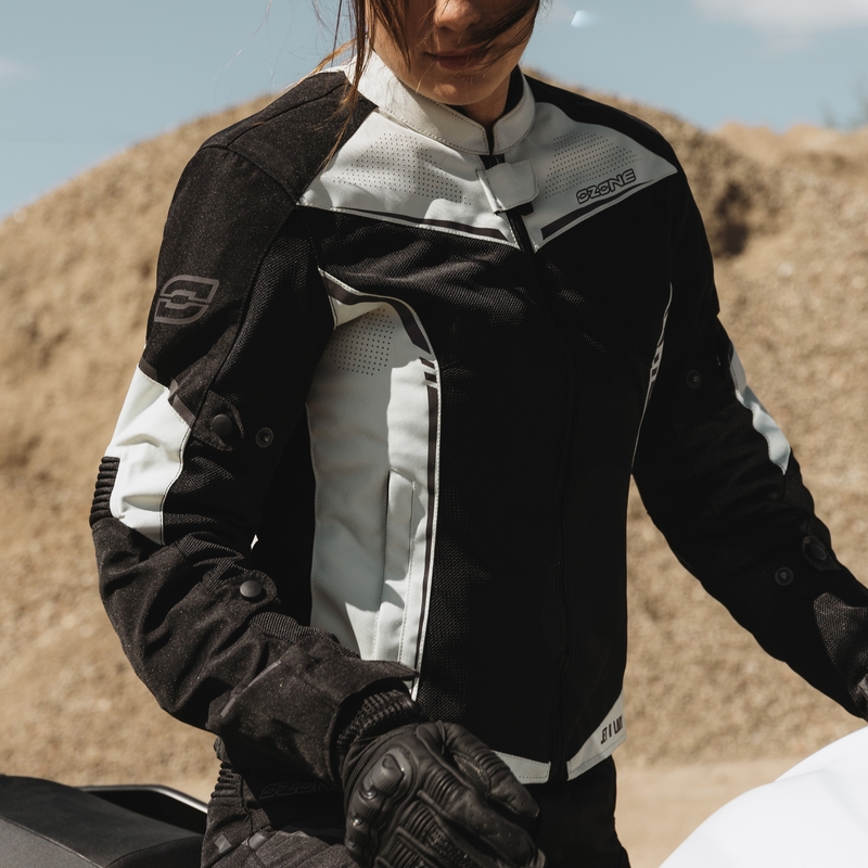 Women's Ozone Jet II Motorradjacke Grau und Schwarz Ausverkauf